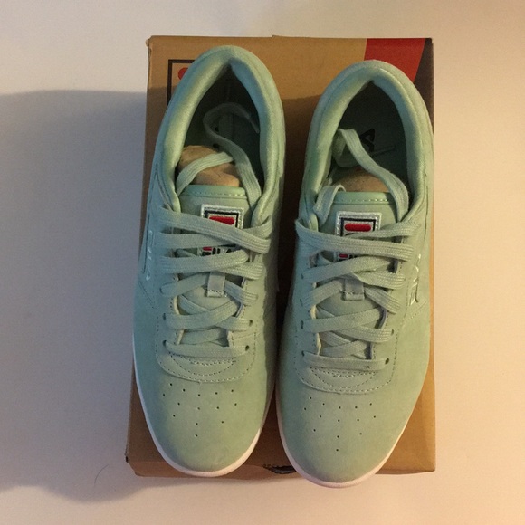 mint green fila shoes